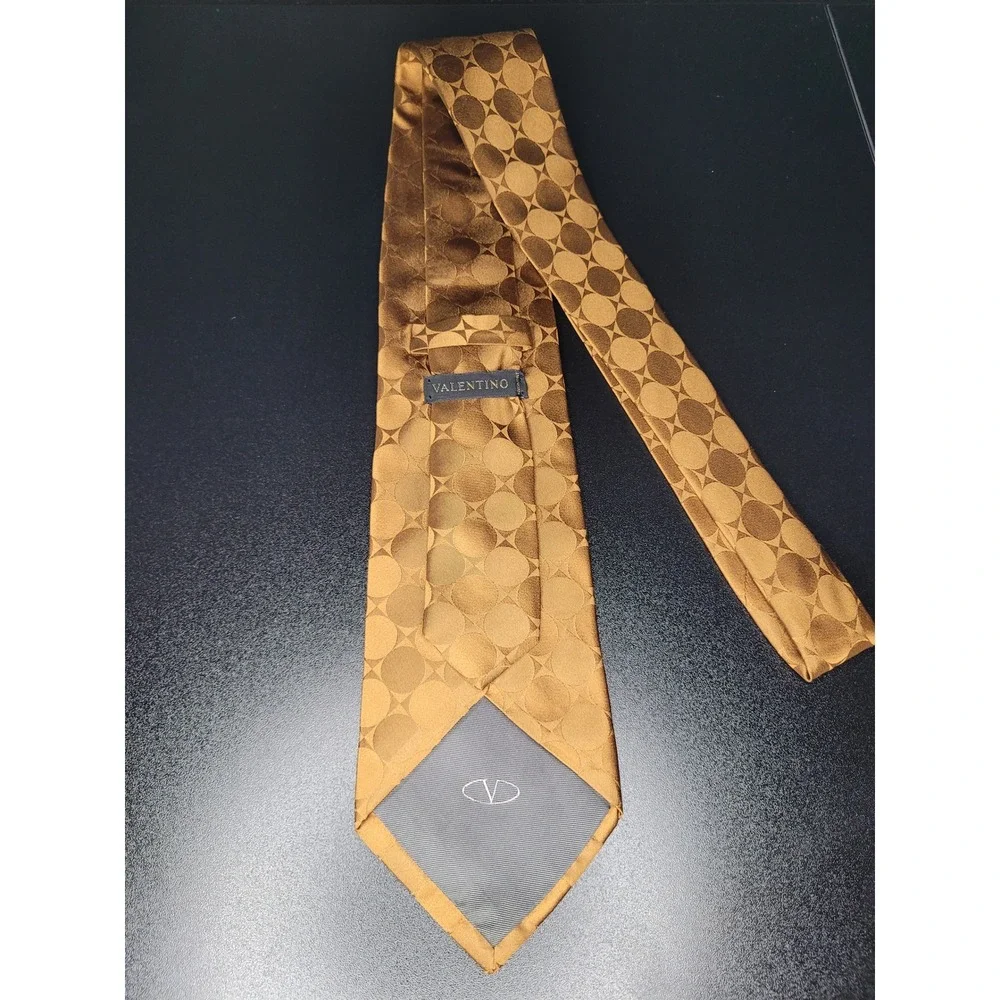 Valentino Men's Necktie Bronze Geometric Silk 3.75